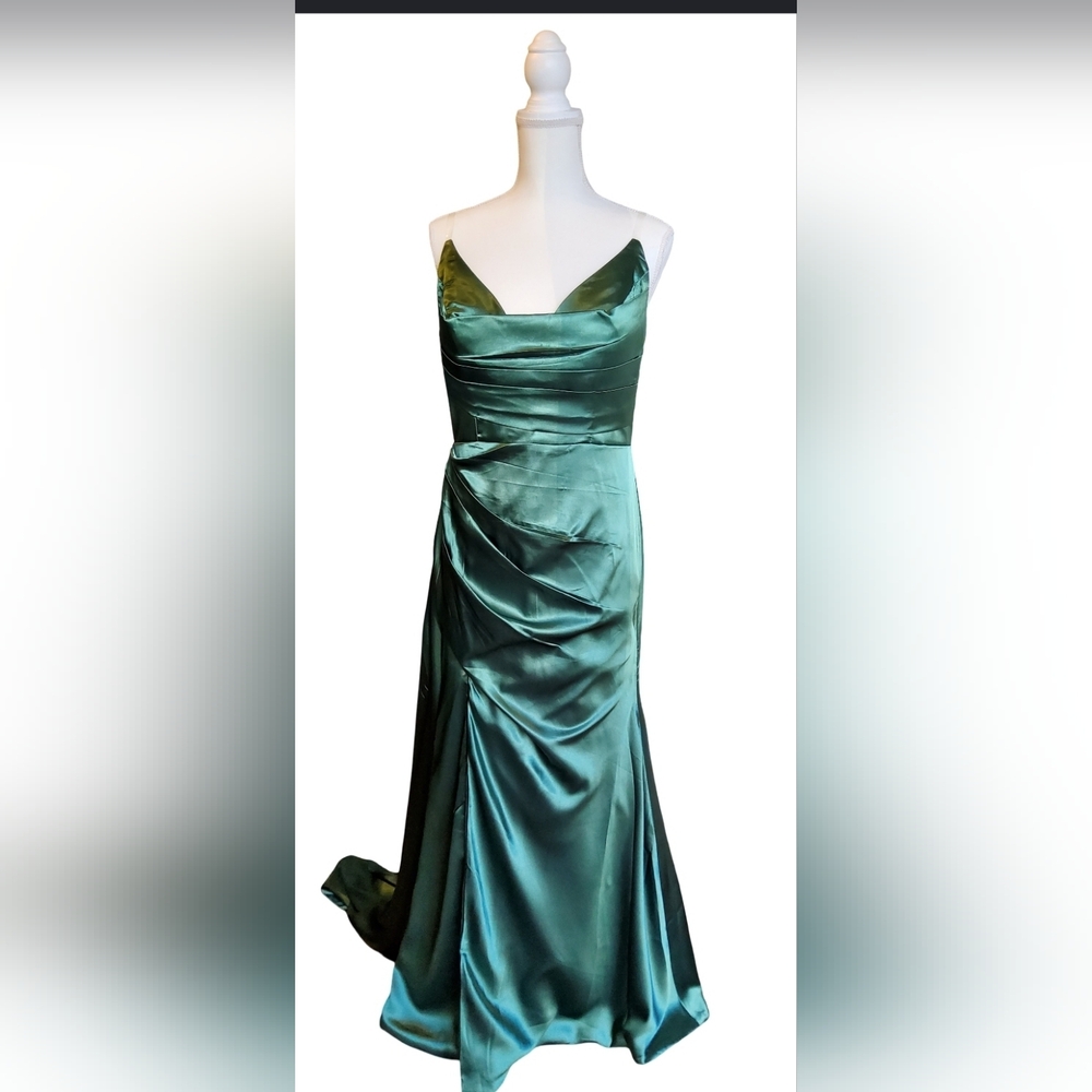 Elegant Green Satin Dress